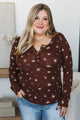 Real Love Lasts Floral Henley Top- Chocolate