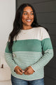 Days Gone By Color Block Sweater- Light Jade
