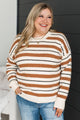 Chasing Bliss Striped Knit Sweater- Ivory & Copper