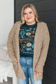 Wondrous Feelings Popcorn Cardigan- Light Camel