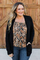 Dreamy Thoughts Open Front Cardigan- Black