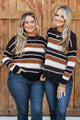 Sounds Like Me Multi-Color Stripe Sweater- Black & Copper