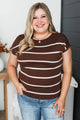 Positive Affirmations Striped Knit Top- Chocolate