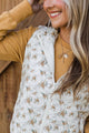 Follow Your Instincts Floral Puffer Vest- Ivory & Dark Amber