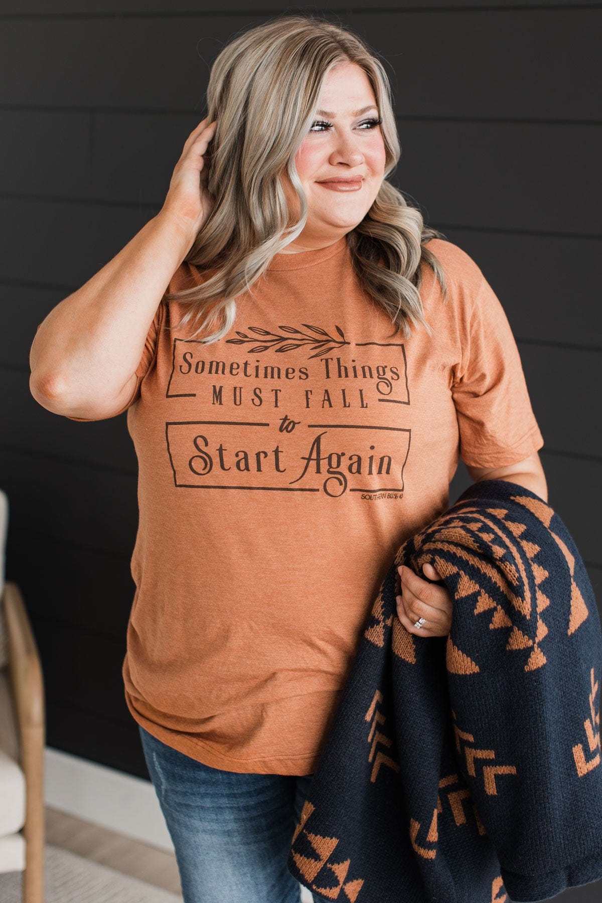 "Start Again" Graphic Tee- Burnt Orange