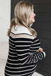 Can't Stay Away Striped Sweater- Black & Taupe