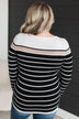 Can't Stay Away Striped Sweater- Black & Taupe