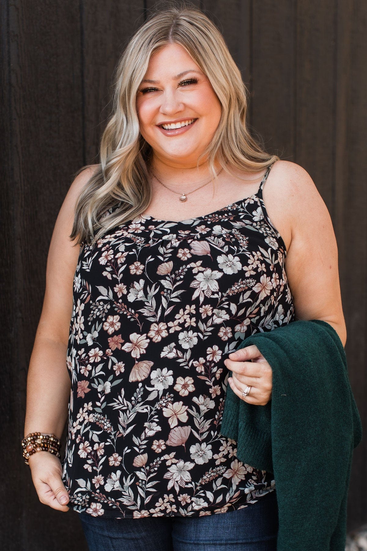All I Could Want Floral Tank Top- Black