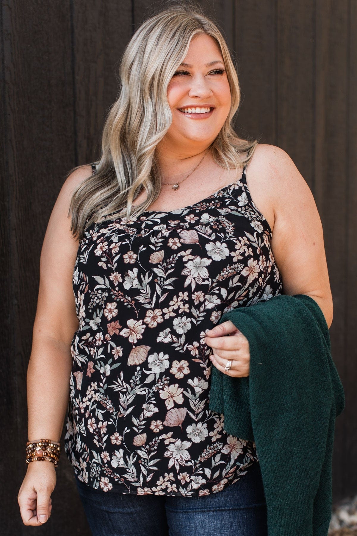 All I Could Want Floral Tank Top- Black