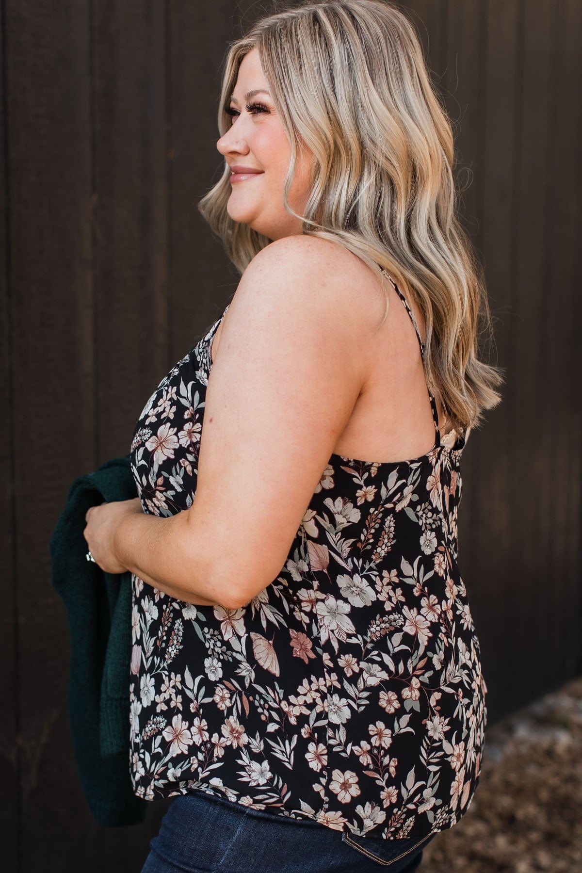 All I Could Want Floral Tank Top- Black
