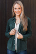 Waiting On You Knit Shirt Jacket- Hunter Green