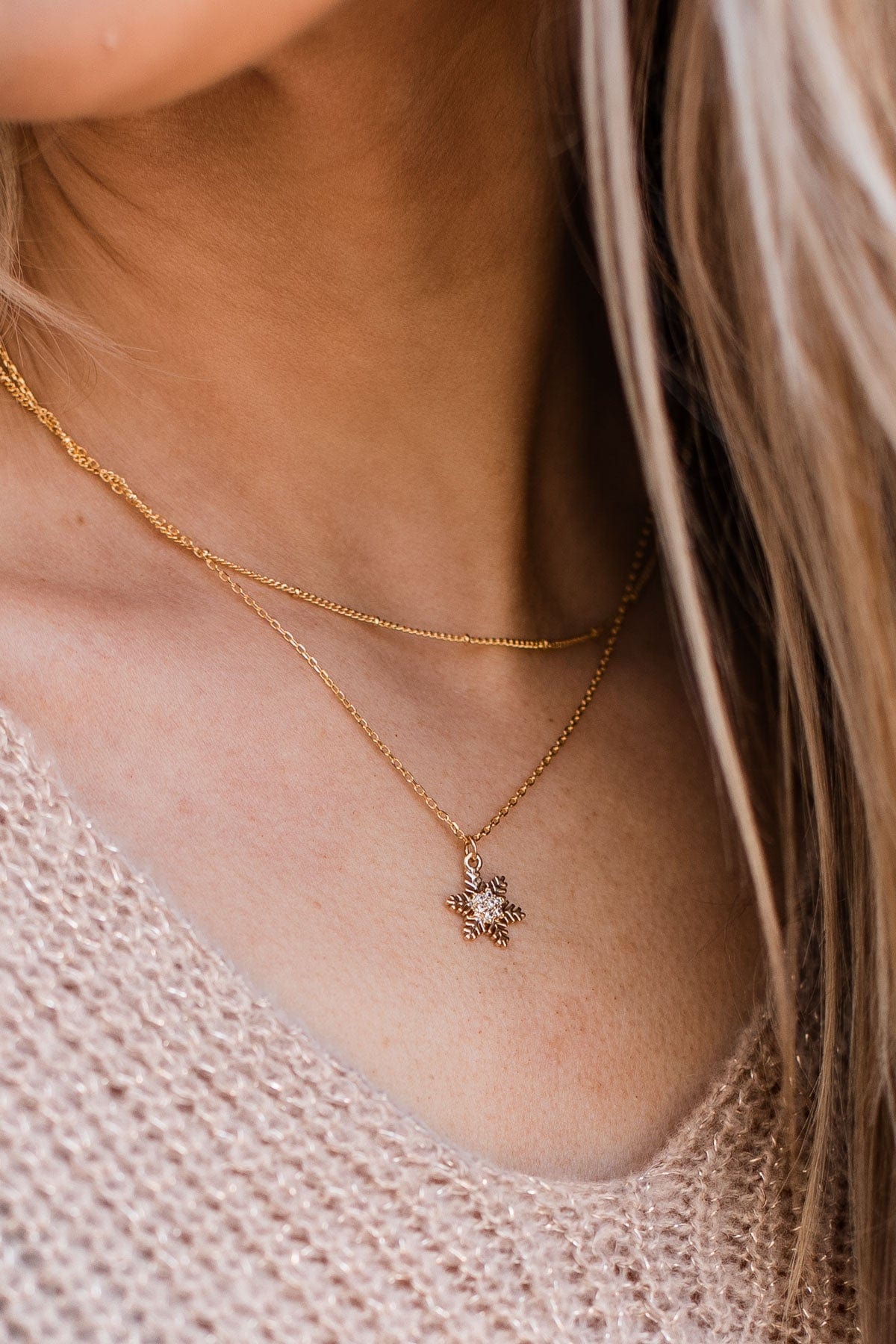 Snowfall Feelings 2-Tier Necklace- Gold