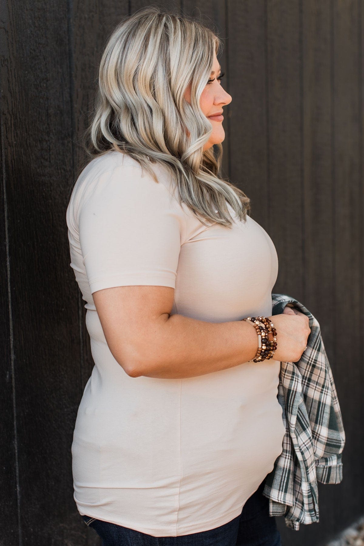 Light The Way V-Neck Top- Nude
