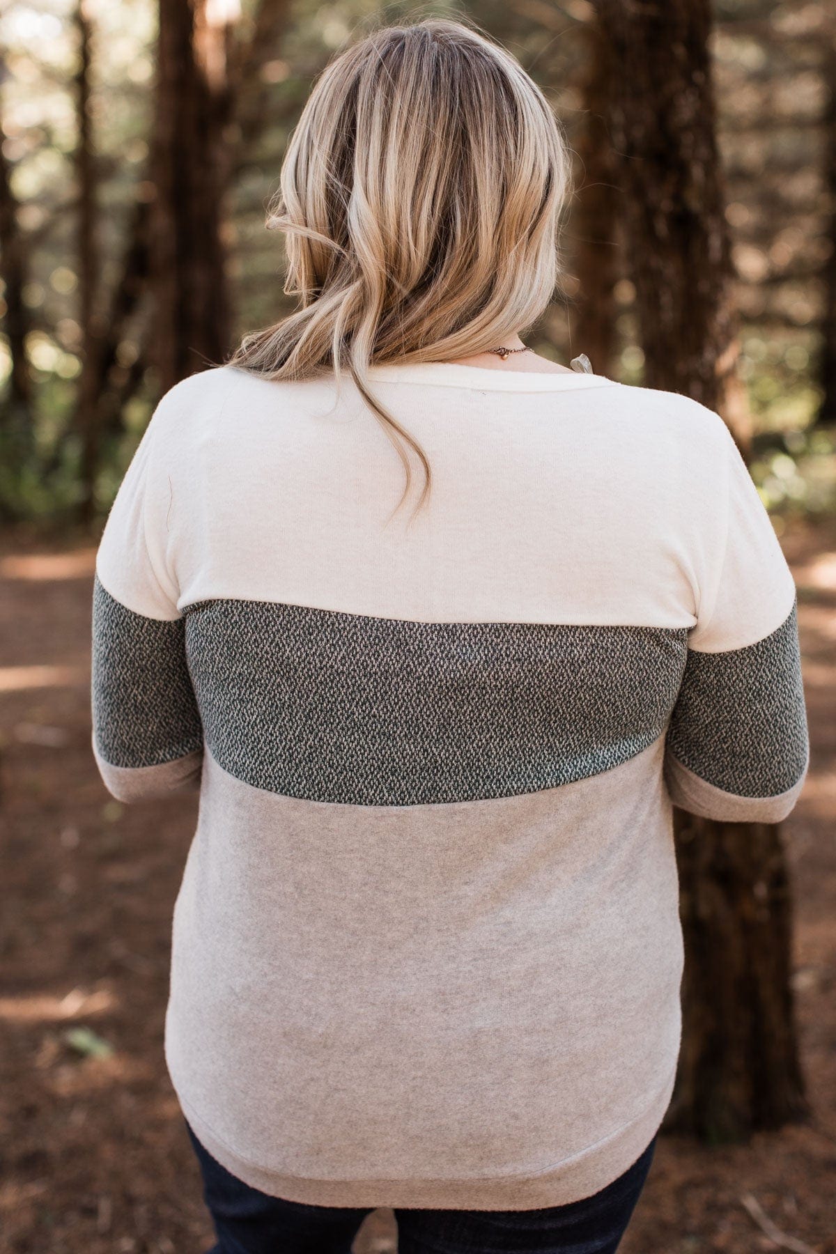 Sweet Gestures Color Block Top Heather Grey Forest The Pulse