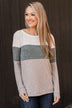 Sweet Gestures Color Block Top- Heather Grey & Forest