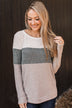 Sweet Gestures Color Block Top- Heather Grey & Forest