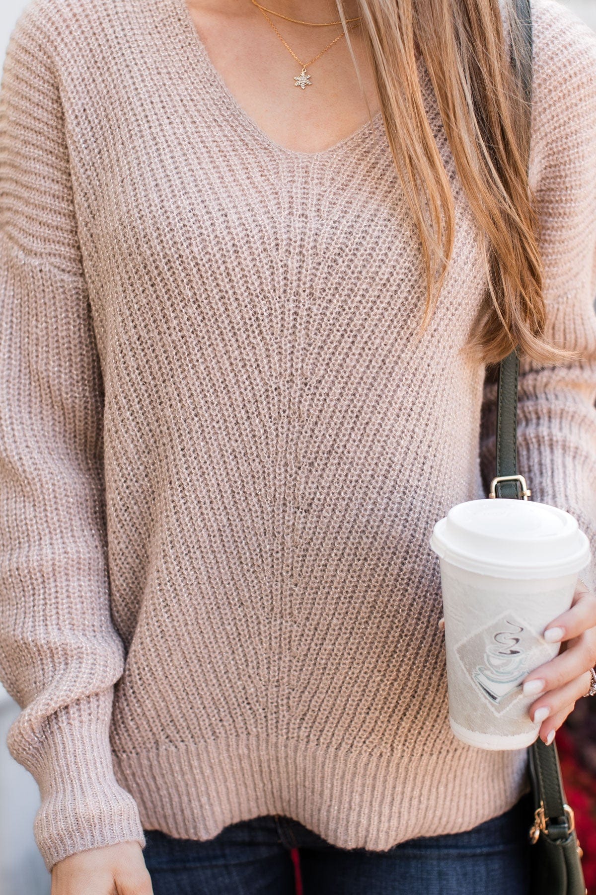 Simply Amazing V-Neck Knit Sweater- Taupe