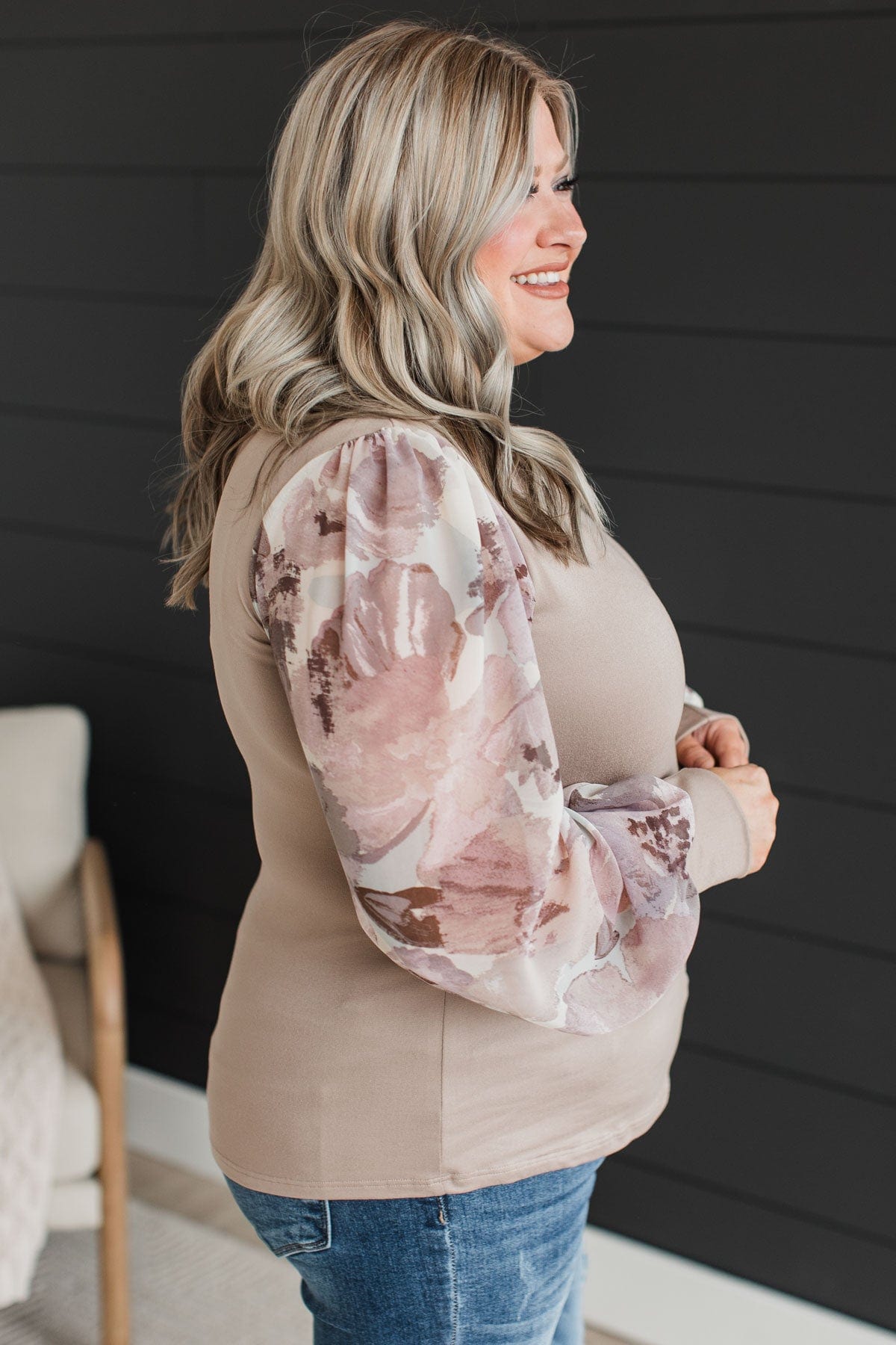 Simply Darling Puff Sleeve Top- Taupe