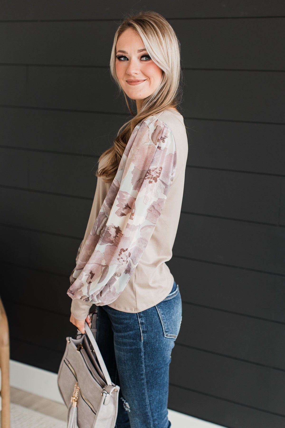 Simply Darling Puff Sleeve Top- Taupe