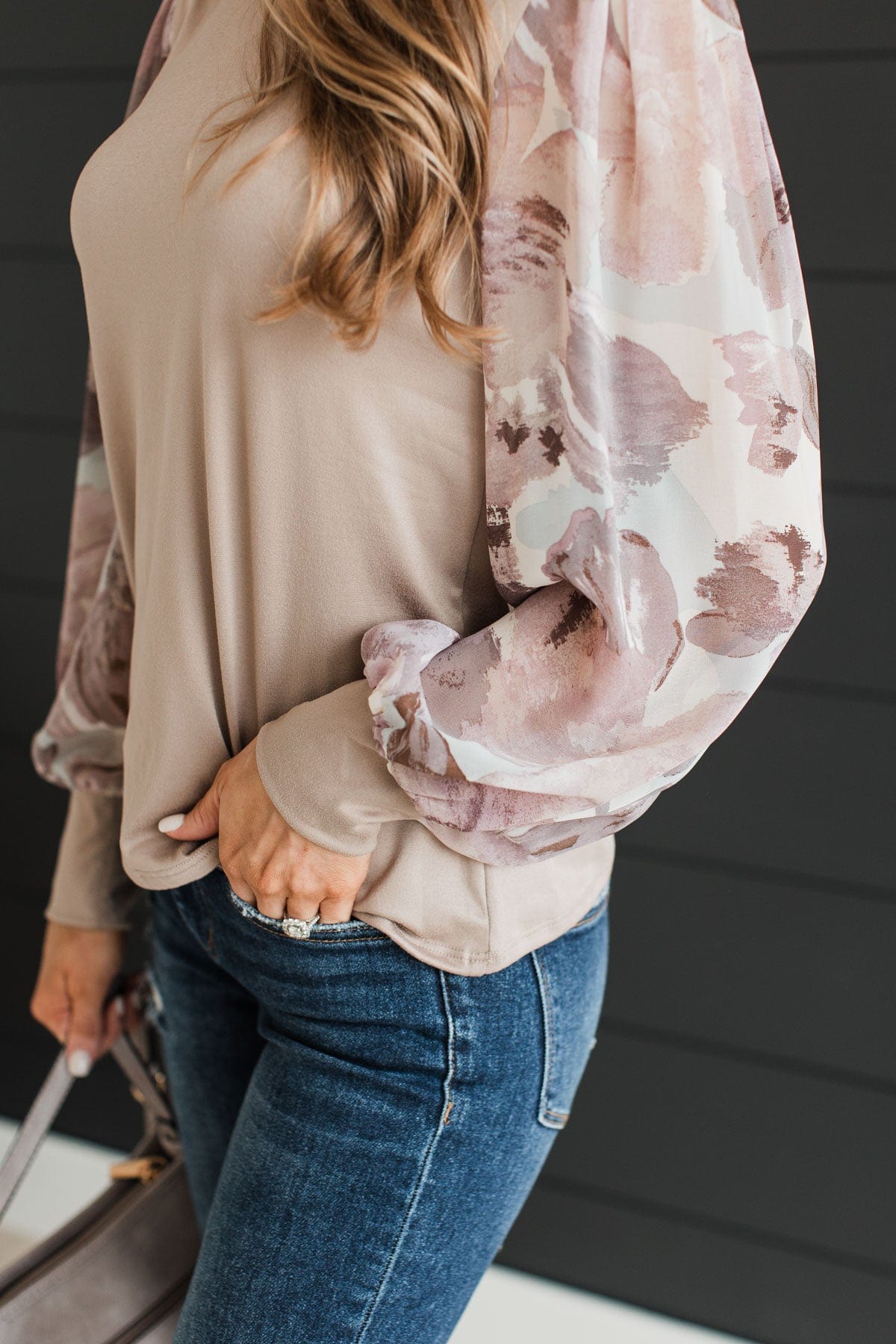 Simply Darling Puff Sleeve Top- Taupe