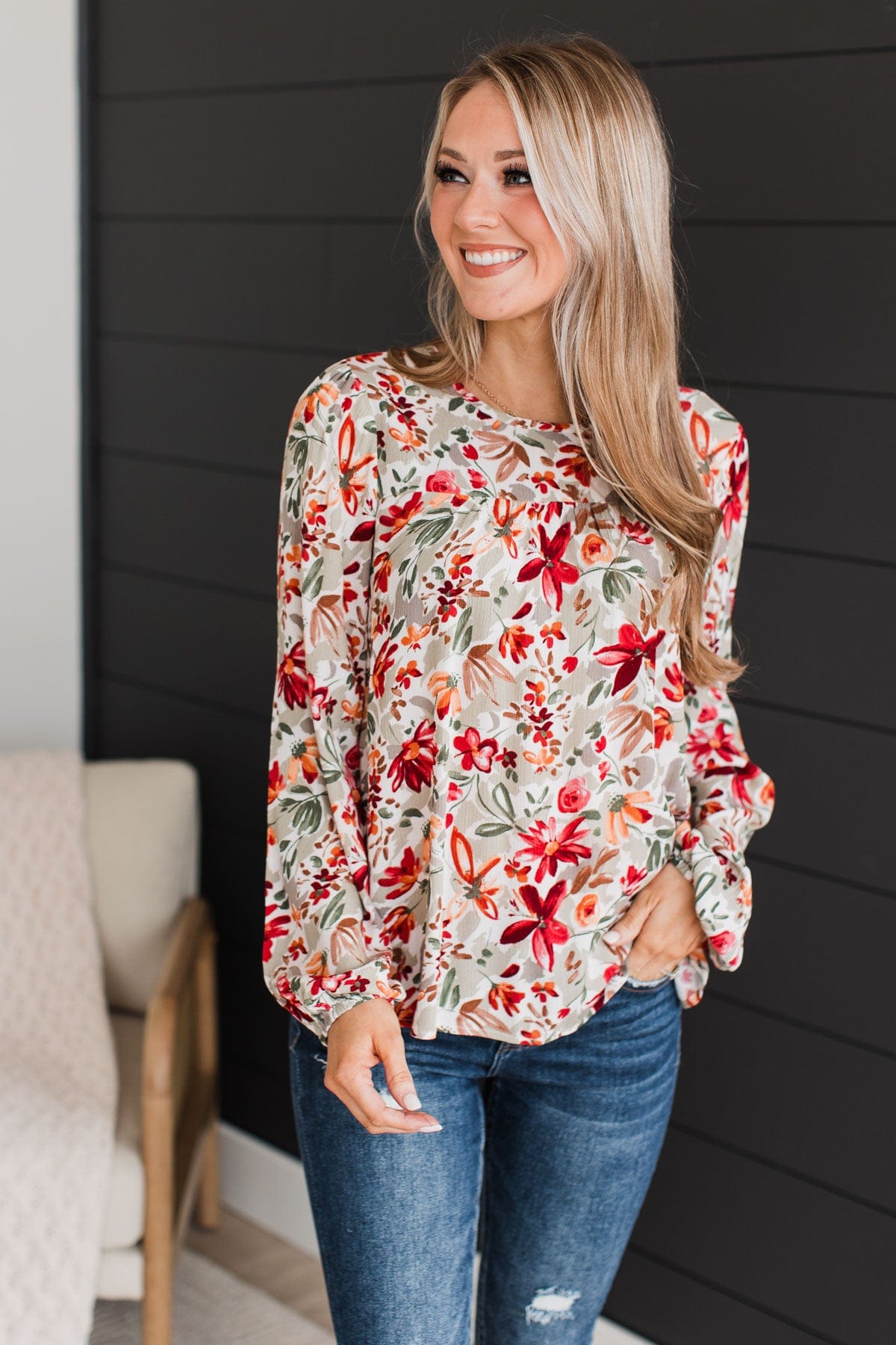 Beyond Lovely Floral Blouse- Sage