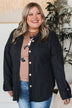 Feeling Bold Ribbed Shirt Jacket- Black
