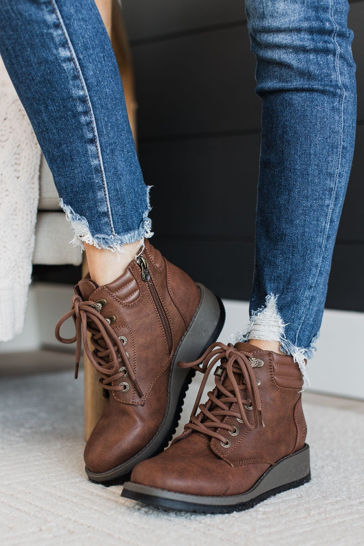Blowfish City Ankle Boots- Rust Redwood