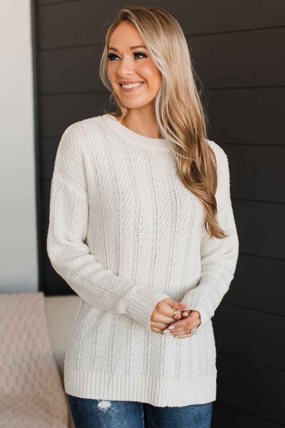 Pique Your Interest Knit Sweater- Ivory