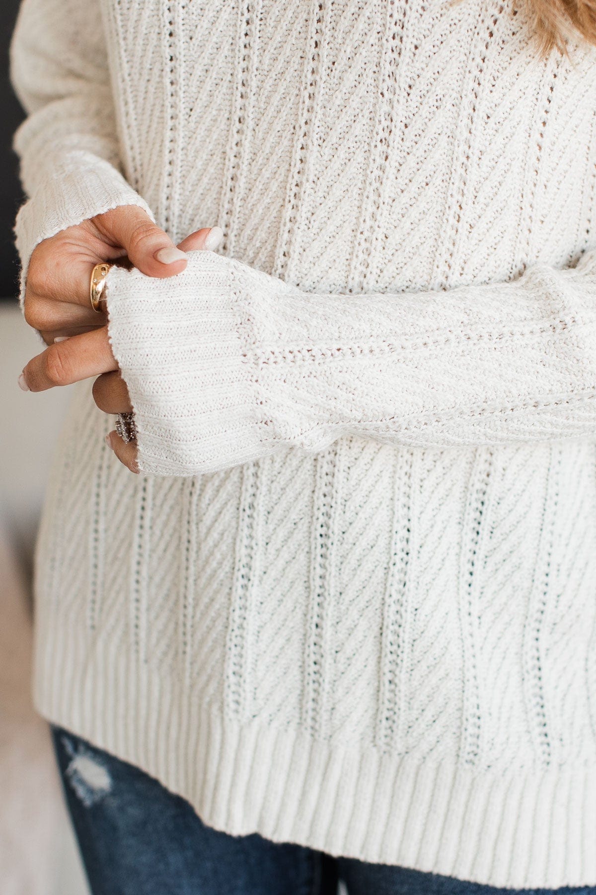 Pique Your Interest Knit Sweater- Ivory