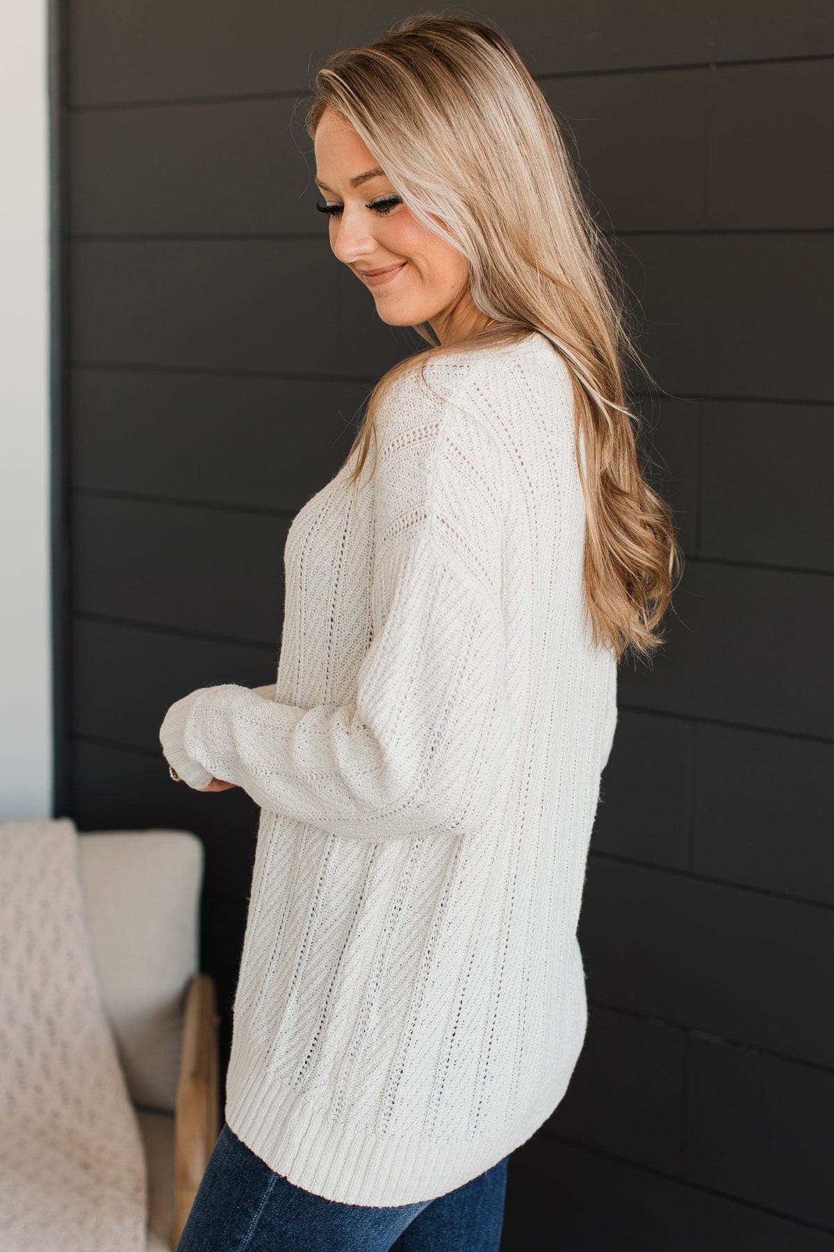 Pique Your Interest Knit Sweater- Ivory