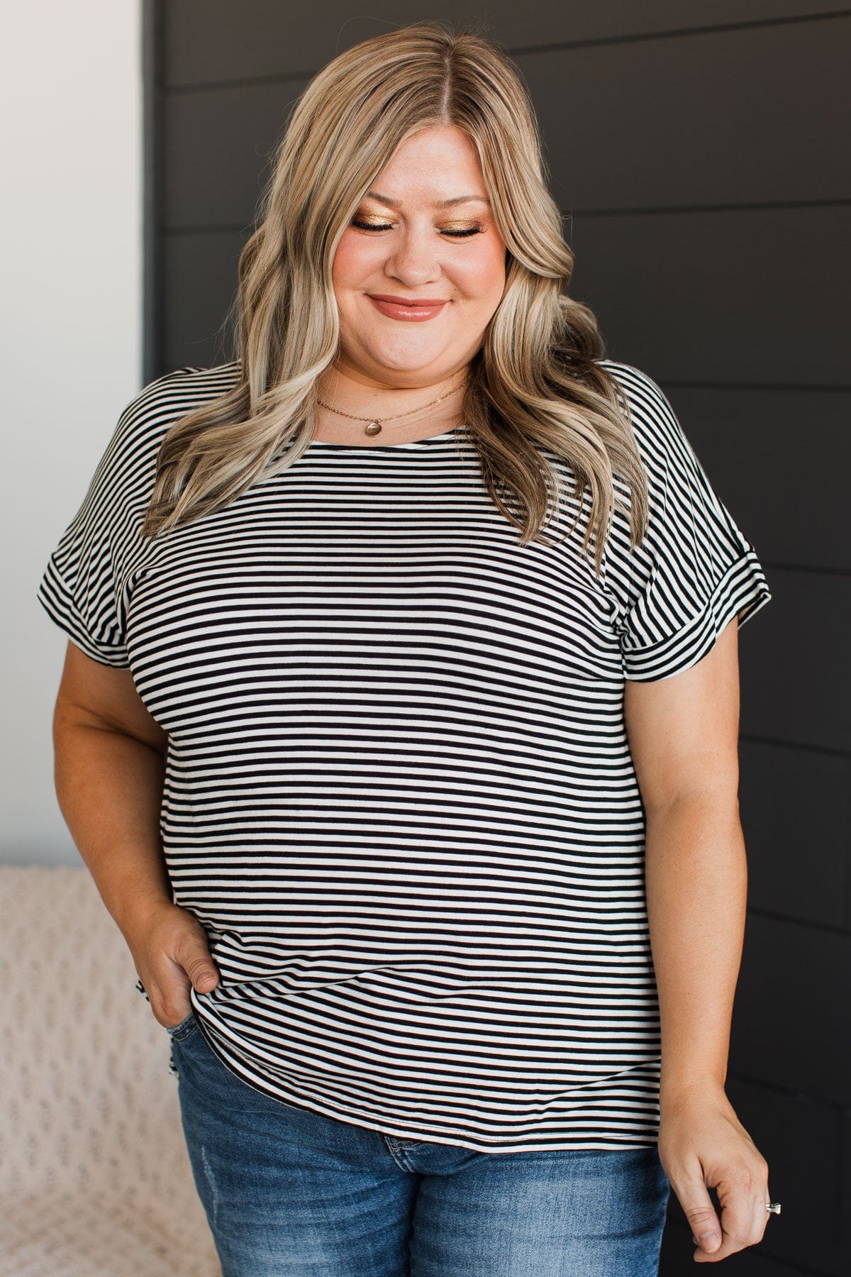 It's Who You Know Striped Top- Black & White