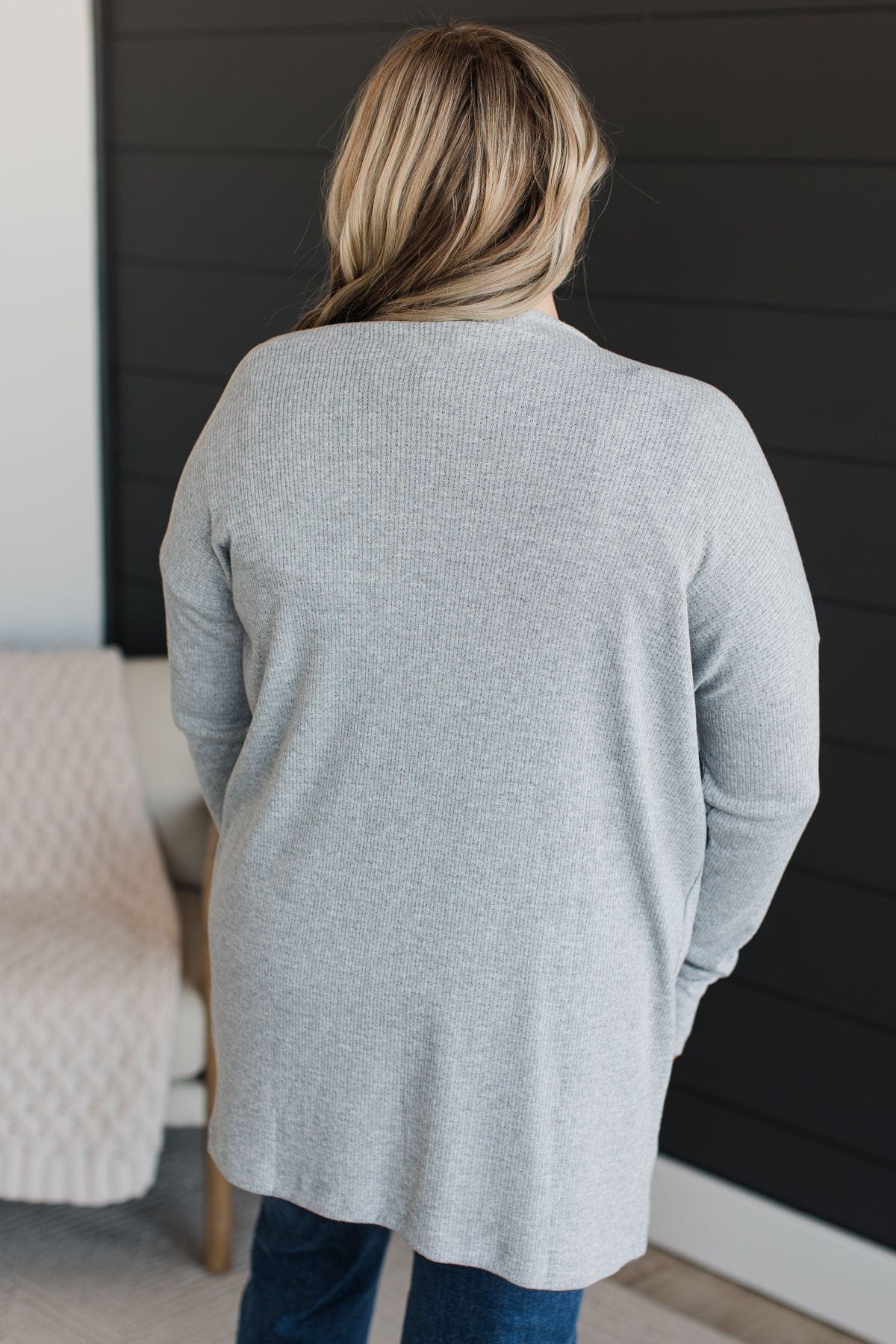 Just A Feeling Knit Cardigan- Heather Grey