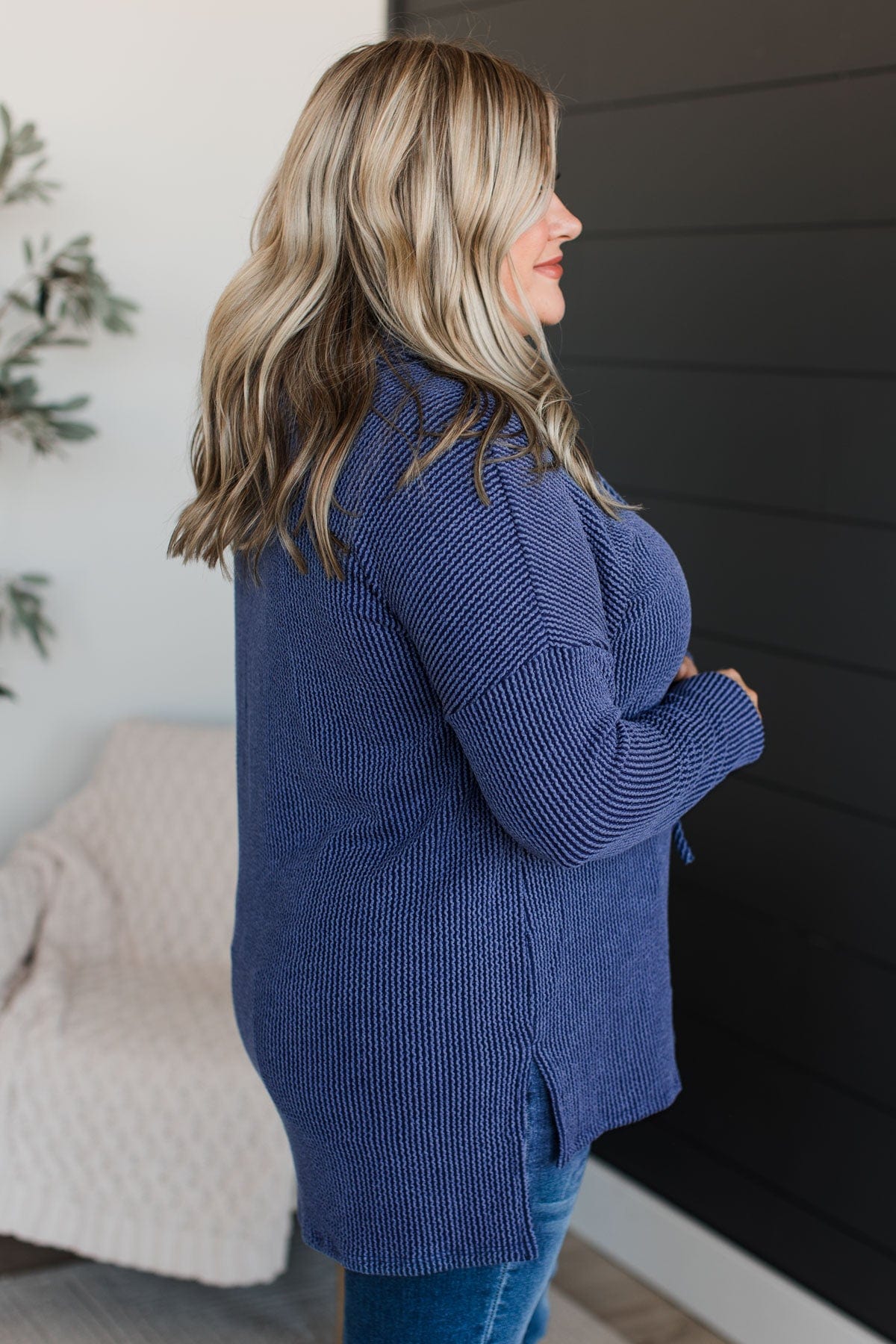 Remember The Night Hooded Knit Top- Navy