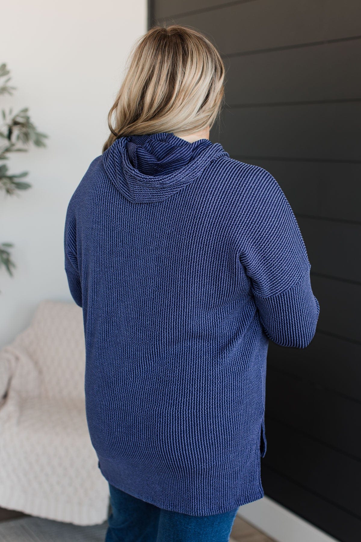 Remember The Night Hooded Knit Top- Navy