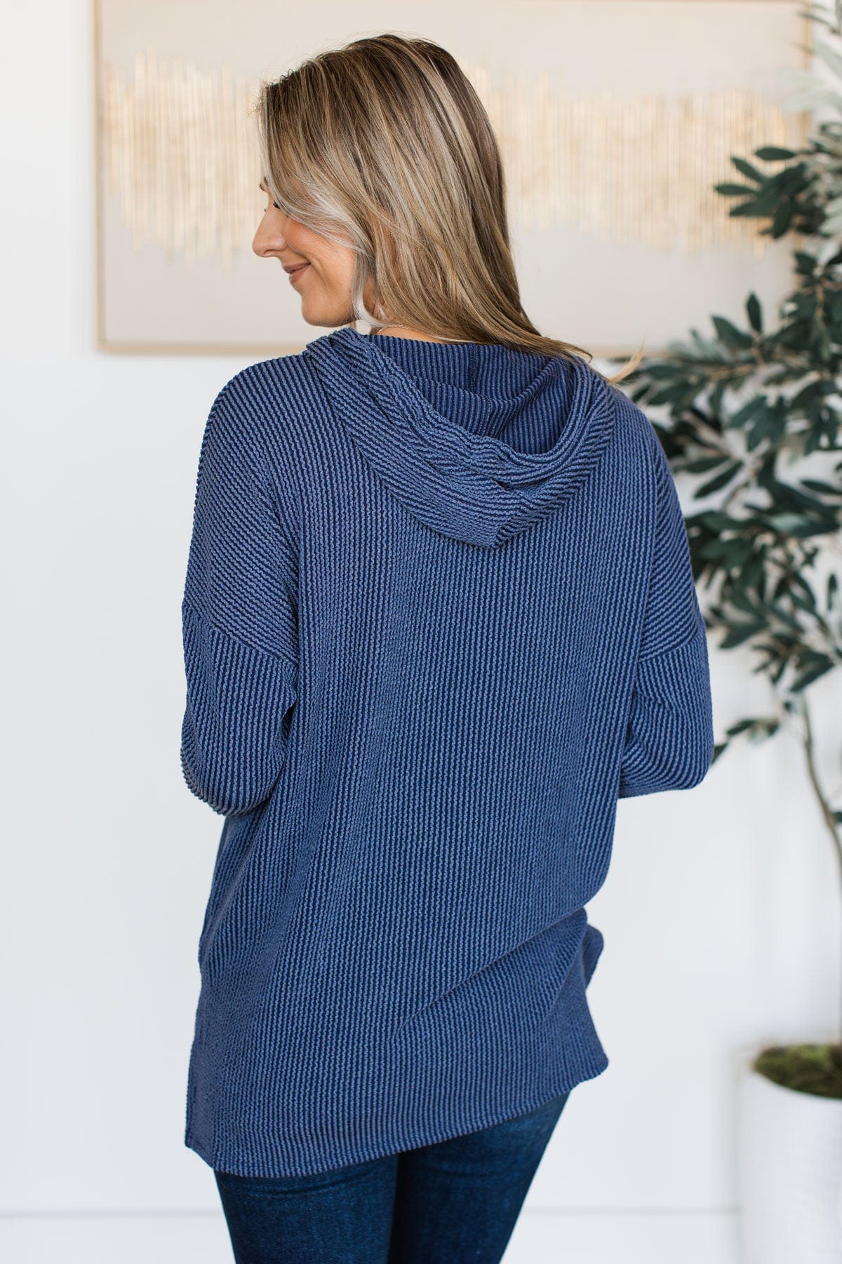 Remember The Night Hooded Knit Top- Navy