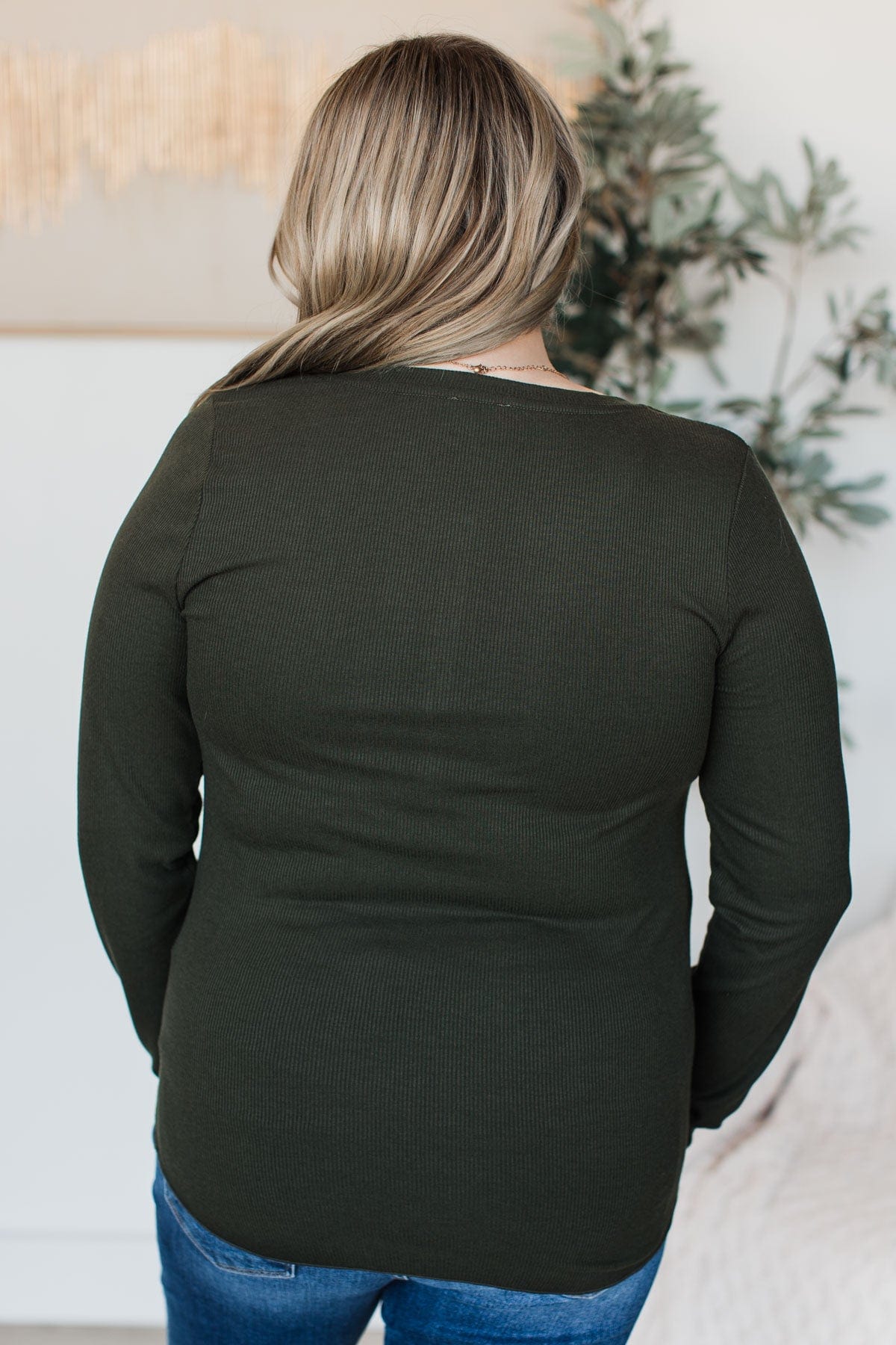 Rise To The Top Knit Henley Top- Dark Olive