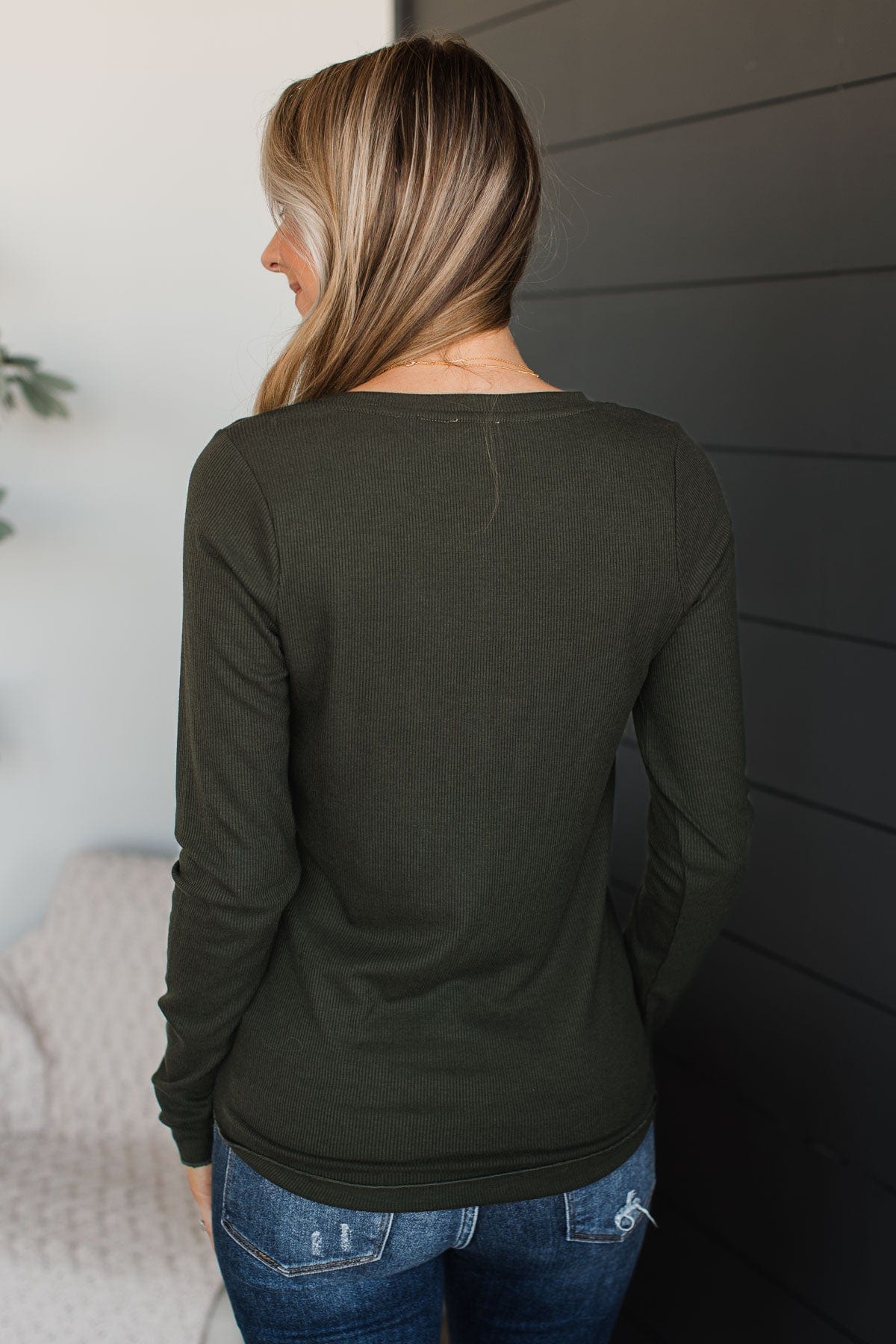 Rise To The Top Knit Henley Top- Dark Olive
