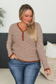 Simple Charm Striped Knit Top- Ivory & Copper