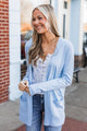 Positive Outlook Open Front Cardigan- Light Blue