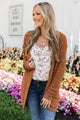 Movie Date Popcorn Knit Cardigan- Rust