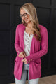 Going With You Open Front Knit Cardigan- Berry
