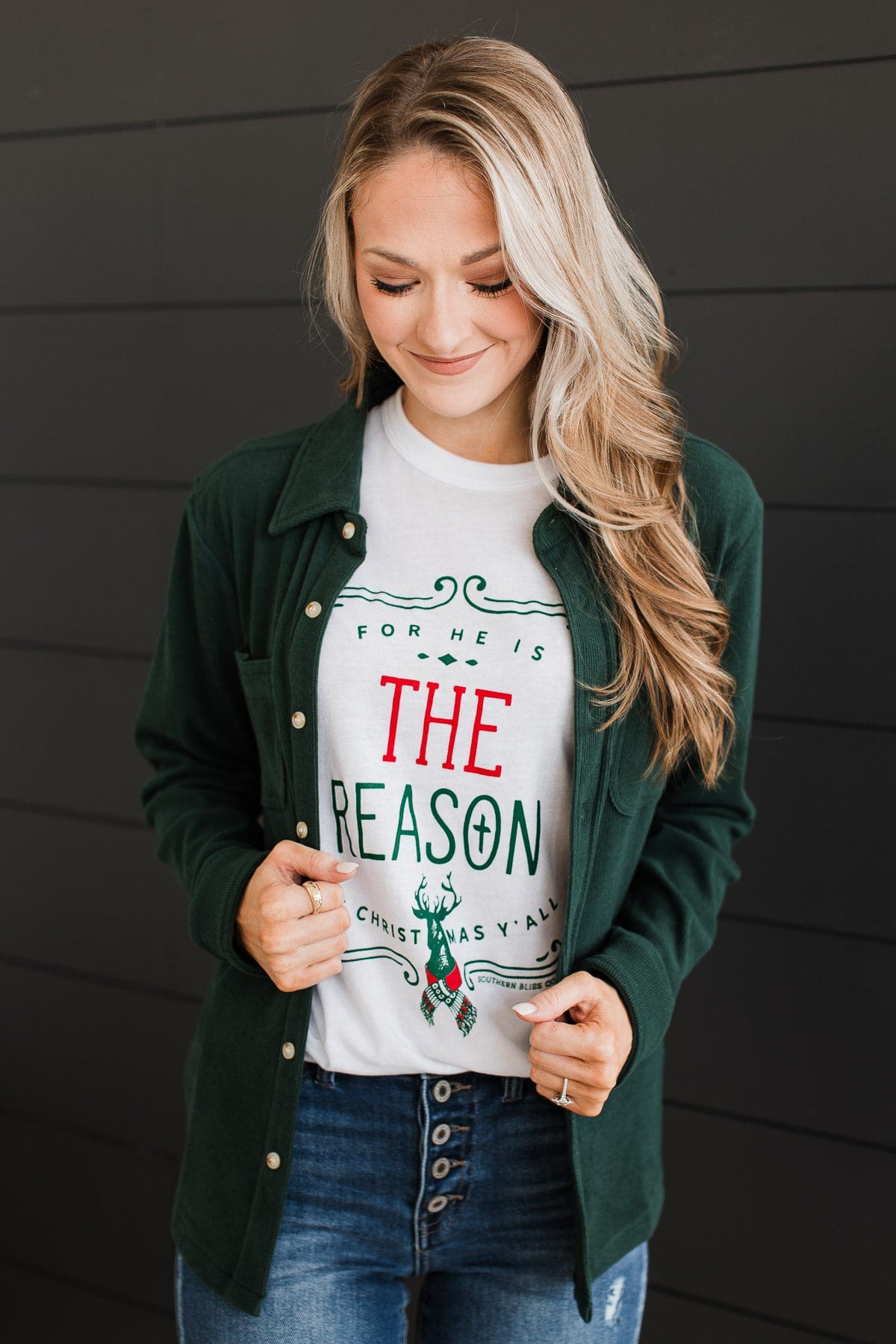 "For He Is The Reason" Graphic Tee- White