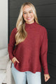 Telling My Story Mock Neck Sweater- Brick Red