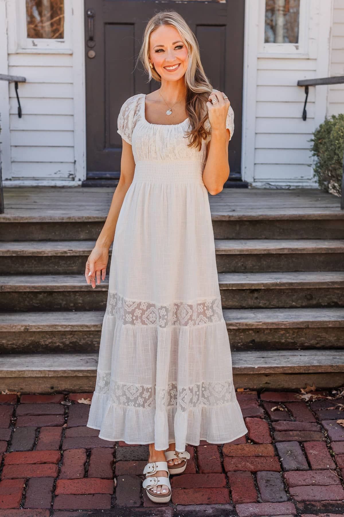 Simply Charmed Short Sleeve Maxi Dress- Ivory Simply Charmed Short Sleeve Maxi Dress- Ivory