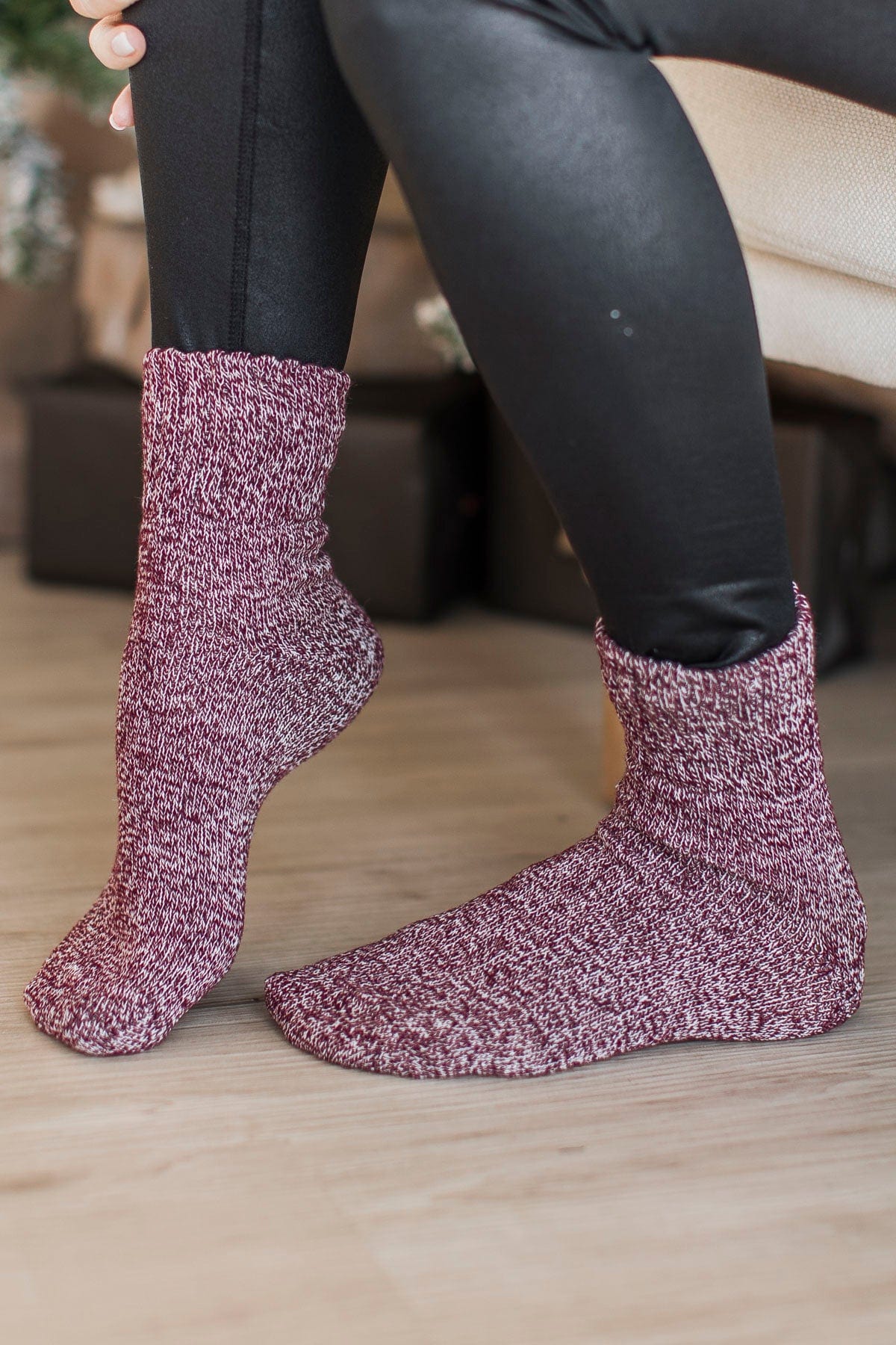 Chillin' Out Knit Socks- Plum