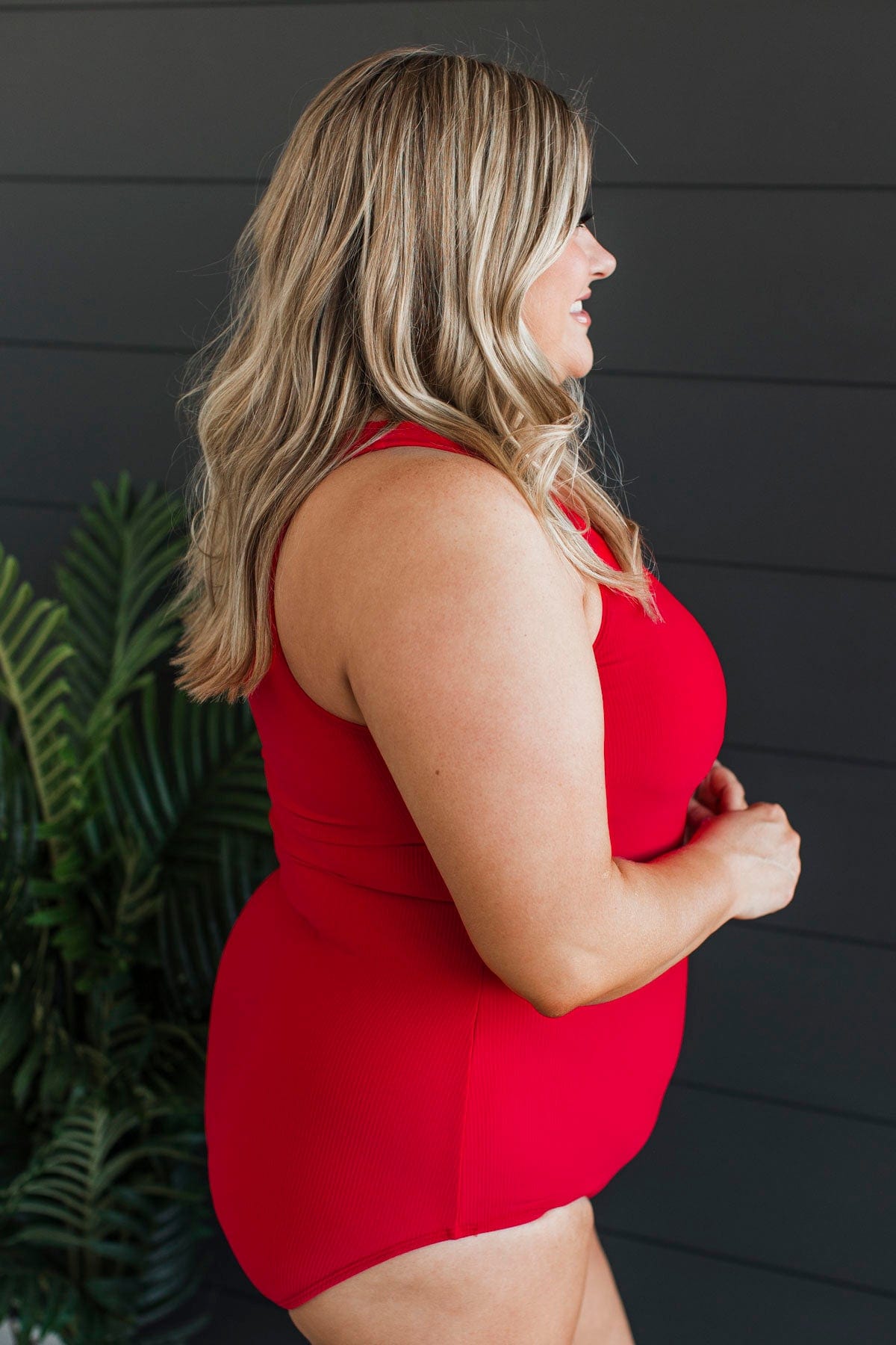 Beach Bound Ribbed One-Piece Swimsuit- Red Beach Bound Ribbed One-Piece Swimsuit- Red