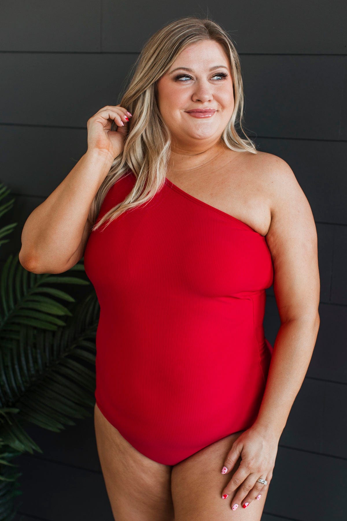 Beach Bound Ribbed One-Piece Swimsuit- Red Beach Bound Ribbed One-Piece Swimsuit- Red