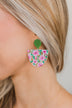 Making Headlines Floral Earrings- Green & Pink