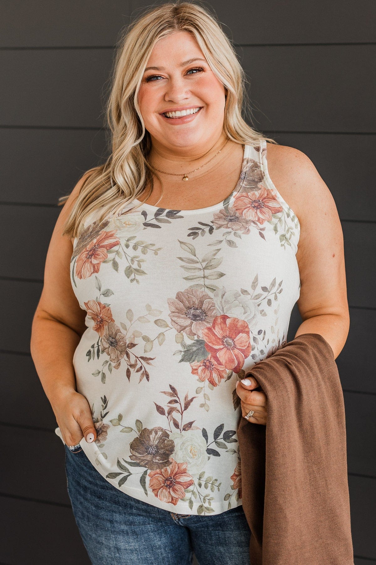 After Your Heart Floral Tank Top- Ivory