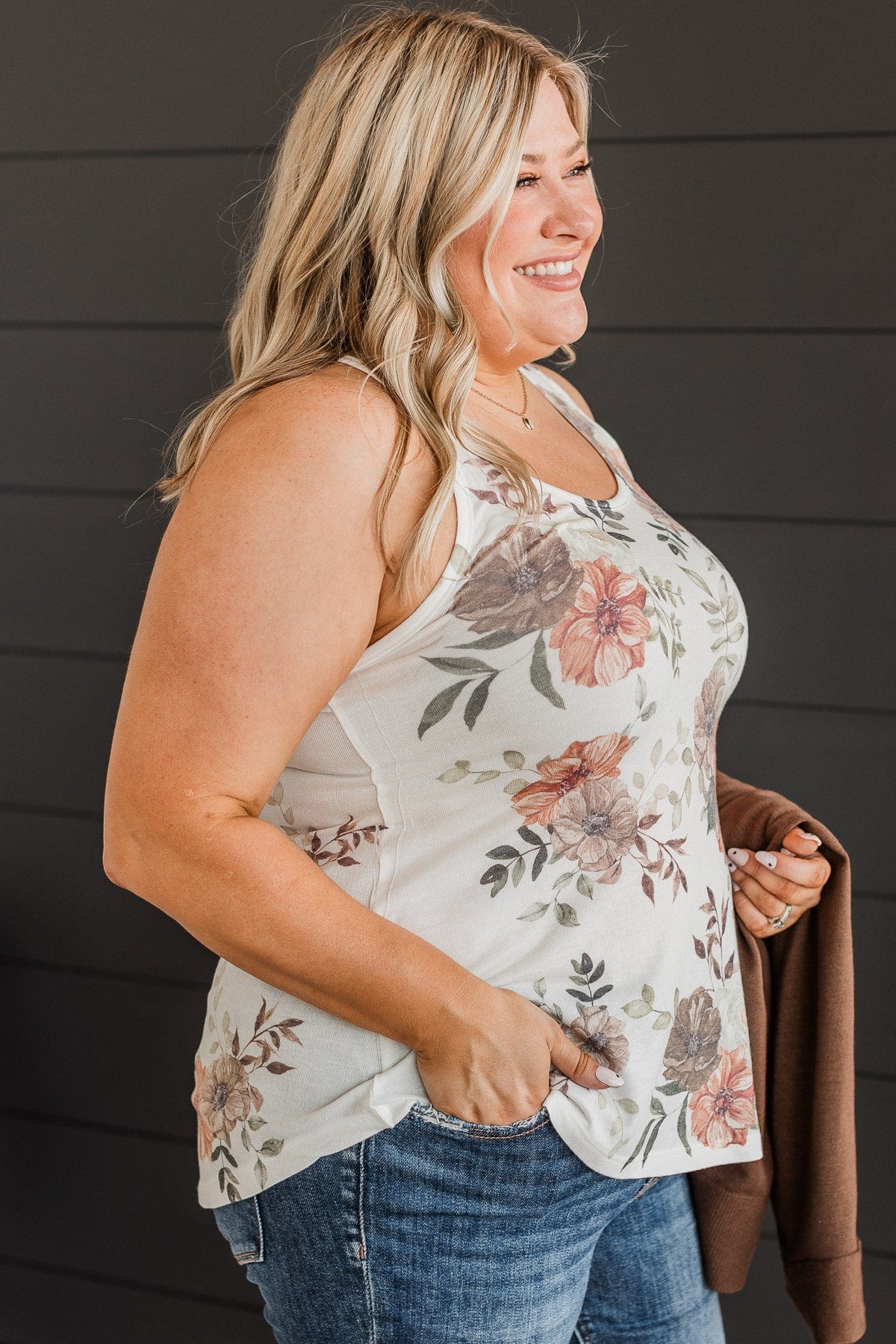 After Your Heart Floral Tank Top- Ivory